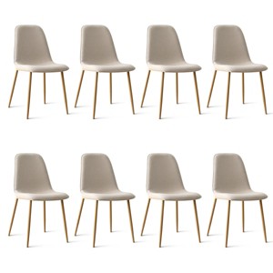 Modern Upholstered Dining Chairs Set of 8, Fabric Padded Kitchen Chairs with Wood-Grain Metal Legs for Dining Room or Kitchen - Panipeachy - 1 of 4