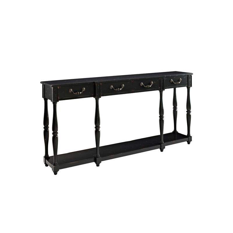 72&#34; Spencer Traditional Wood Console &#38; Buffet Table 4 Drawers Distressed Black - Powell, 1 of 9