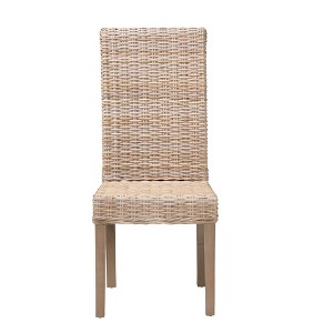 bali & pari Santiago Natural Rattan and Mango Wood Dining Chair Kubu Gray/Rustic Taupe - 1 of 4