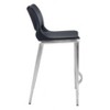 Zuo Modern Ace Counter Stool Set of 2, 37.2" H, Black Faux Leather, Brushed Stainless Steel Frame, Modern Design - 3 of 4