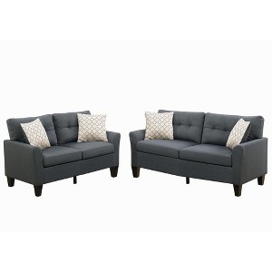 Poundex 2 Piece Fabric Sofa Loveseat Set - 1 of 4