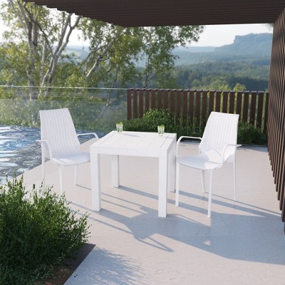 Kent Modern White Polypropylene Outdoor Dining Chair Set