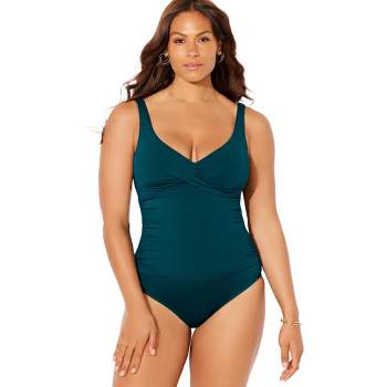 Swimsuits for All Women's Plus Size V-Neck One Piece Swimsuit