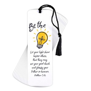 Dicksons BKMTL-464 Be The Light Yellow and White 2 x 6 Inch Paper and Tassel Place Keeper Bookmark Pack of 12 - 1 of 2