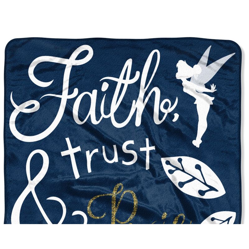 Disney Tinkerbell Faith, Trust And Pixie Dust Fleece Super Plush Throw Blanket 46" x 60" (117cm x 152cm) Blue, 3 of 5
