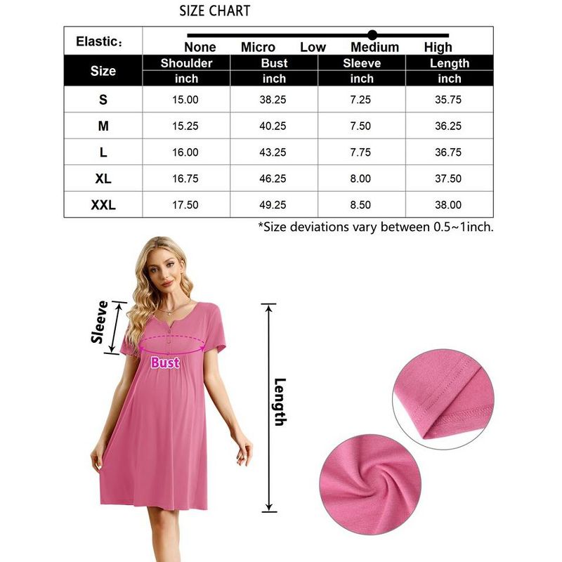 WhizMax Womens Maternity Dress Short Sleeve Midi Summer Dresses Nursing Casual Solid Color Button Down Breastfeeding Dress, 5 of 6