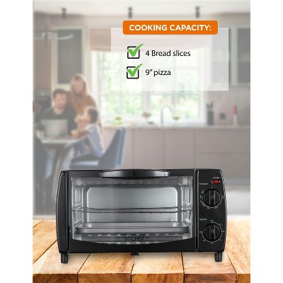 Black 4-Slice Mechanical Toaster Oven with Broiler and Rotisserie