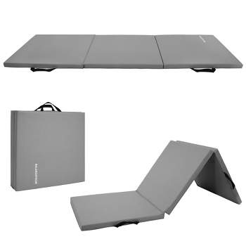 PROSOURCEFIT Tri-Fold Folding Thick Exercise Mat Grey 6 ft. x 2 ft