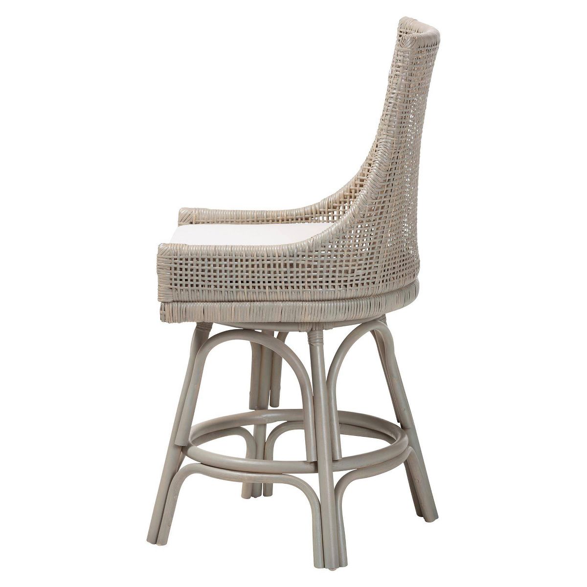 bali & pari Bella Swivel Rattan Counter Stool with Cushion French Gray - thumbnail 2