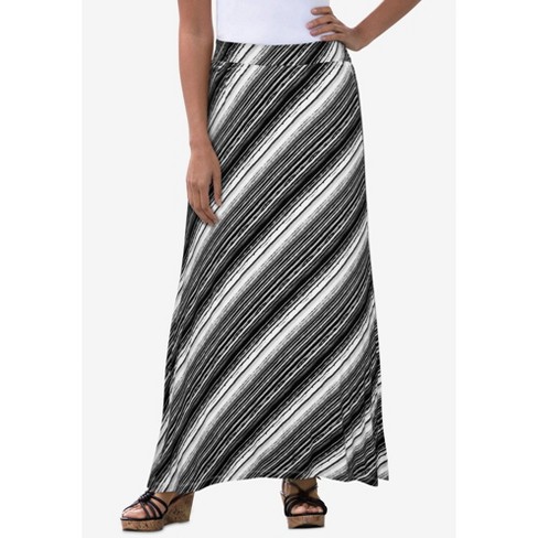 Jessica London Women's Plus Size Casual Wide Elastic Pull-on Lightweight Maxi  Skirt - 26/28, Black Bias Brushstroke : Target