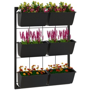 SEVOBAL Planters Wall Planter with 6 Pots 3 Tier Vertical Hanging Planter for Indoor Outdoor Use, for Vegetables, Flowers, Black, 20.5"*5.5"*26" - 1 of 4
