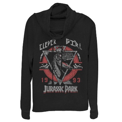 Juniors Womens Jurassic Park Clever Girl Cowl Neck Sweatshirt