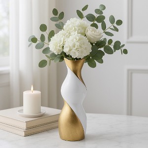 Decorative Ceramic Vase - Complements Living Room, Office, and Bedroom - Perfect Flower Vase for Table Accent and House Decor - 1 of 4