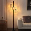 Boho Rattan Floor Lamp - Standing Lamps for Living Room Dimmable Floor Lamp with Cage Shade, Industrial Farmhouse Floor Lamps Rustic Floor Lamps - 2 of 4