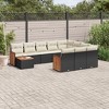 vidaXL 11 Piece Patio Sofa Set with Cushions Black Poly Rattan - Black and Cream - 2 of 4