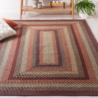 Handwoven Brown and Rust Braided Cotton Oval Rug, 3' x 5'
