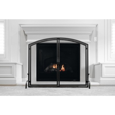 Barton 39 x 33" Fireplace Screen with Magnetic Doors Wrought Iron Mesh 1-Panel