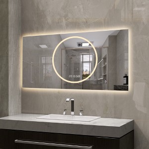 KWPZQEB 24''X48'' Bathroom Mirror with LED, Bathroom Mirror w/ Anti-Fog & 6 level Dimmable, Temperature & Time Display, Wall Mounted Vanity Mirrors - 1 of 4