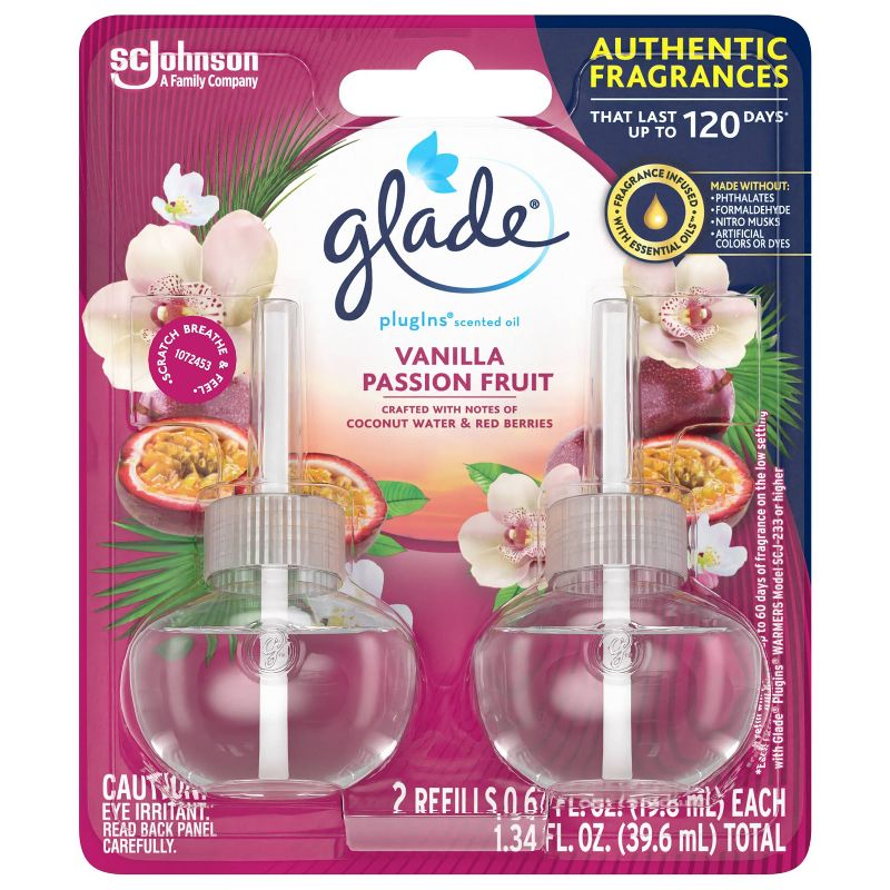 Glade PlugIns Scented Oil Air Freshener - Vanilla Passion Fruit Refill - 1.34oz/2pk, 5 of 18