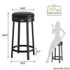 Round Swivel Bar Stool Set of 2/4, 24.4" Counter Height Bar Stool with Upholstered PU Leather Cushion, Round Backless Kitchen Barstool - 2 of 4