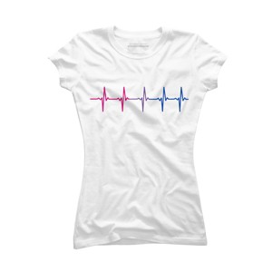 Adult Design By Humans Bisexual Pride Rainbow Heartbeat By Thingsandthings T-Shirt - 1 of 2