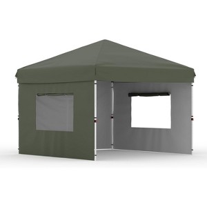 10x10 Pop Up Canopy with 3 Removable Sidewalls, Beach Tent - UV Protection, Outdoor Gazebo with 1-Button Push, Outdoor Sun Shade Events - 1 of 4