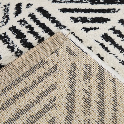 Cream/Charcoal Geometric Synthetic 8' x 10' Area Rug