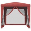 vidaXL Durable Party Tent with UV-Resistant Roof and 4 Mesh Sidewalls, Heavy-Duty Iron Frame - Red - High-Density Polyethylene (HDPE) Material - 3 of 4