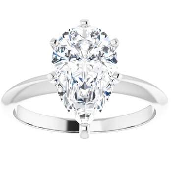 Pompeii3 2Ct Pear Moissanite Solitaire Engagement Ring 14k White Yellow or Rose Gold
