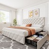 Whizmax King Size Bed Frame with 4 Storage Drawers, Faux Leather Upholstered Platform Bed Frame with Adjustable Headboard, No Box Spring Needed - 3 of 4