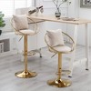 Kumasinova Contemporary 360° Swivel Bar Stools Set of 2, Velvet Upholstered Counter Height Bar Stools, Bar Chair with Pure Gold Plated Base - 3 of 4