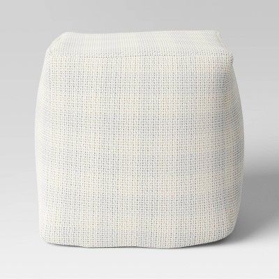 18&#34;x18&#34; Chunky Check Outdoor Patio Pouf Cream - Threshold&#8482; designed with Studio McGee