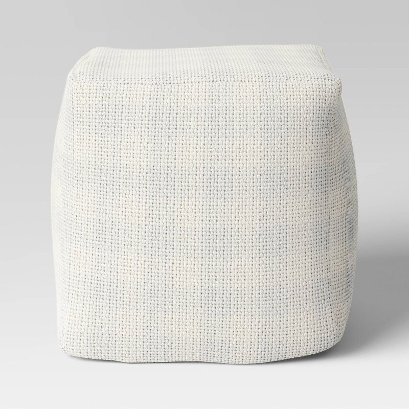 18&#34;x18&#34; Chunky Check Outdoor Patio Pouf Cream - Threshold&#8482; designed with Studio McGee, 4 of 6