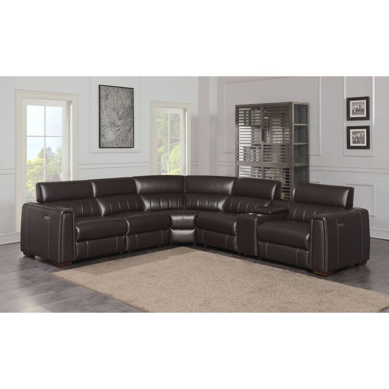 6pc Nara Dual Power Leather Reclining Sectional Sofas Espresso - Steve Silver Co., 3 of 12