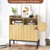 FONTOI Fluted Sideboard Cabinet with 2 Open Niches, Rustic Buffet Cabinet with Adjustable Shelves for Living Room, Kitchen, Oak, 15"*36"*33" - 4 of 4