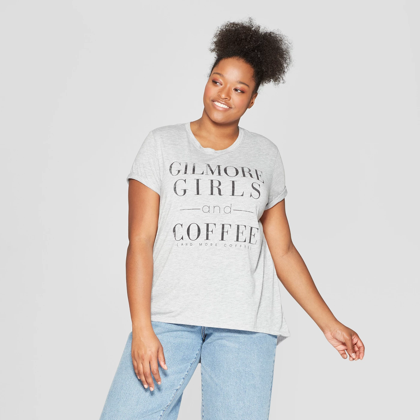 Women's Gilmore Girls Plus Size Short Sleeve Coffee T-Shirt - (Juniors') - Gray - image 1 of 2