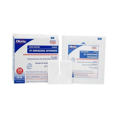Dukal Non-Woven Sterile IV Dressing Sponges 2" x 2", 35 Ct