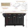 Gulches Modern Kitchen Island Cart with Rubber Wood Countertop, Black - 3 of 4