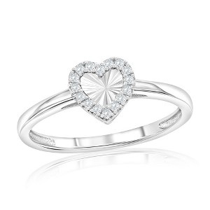 Bella Silver Sterling Silver, D-C Heart, CZ Border Ring - Silver - Size 8 - 1 of 3