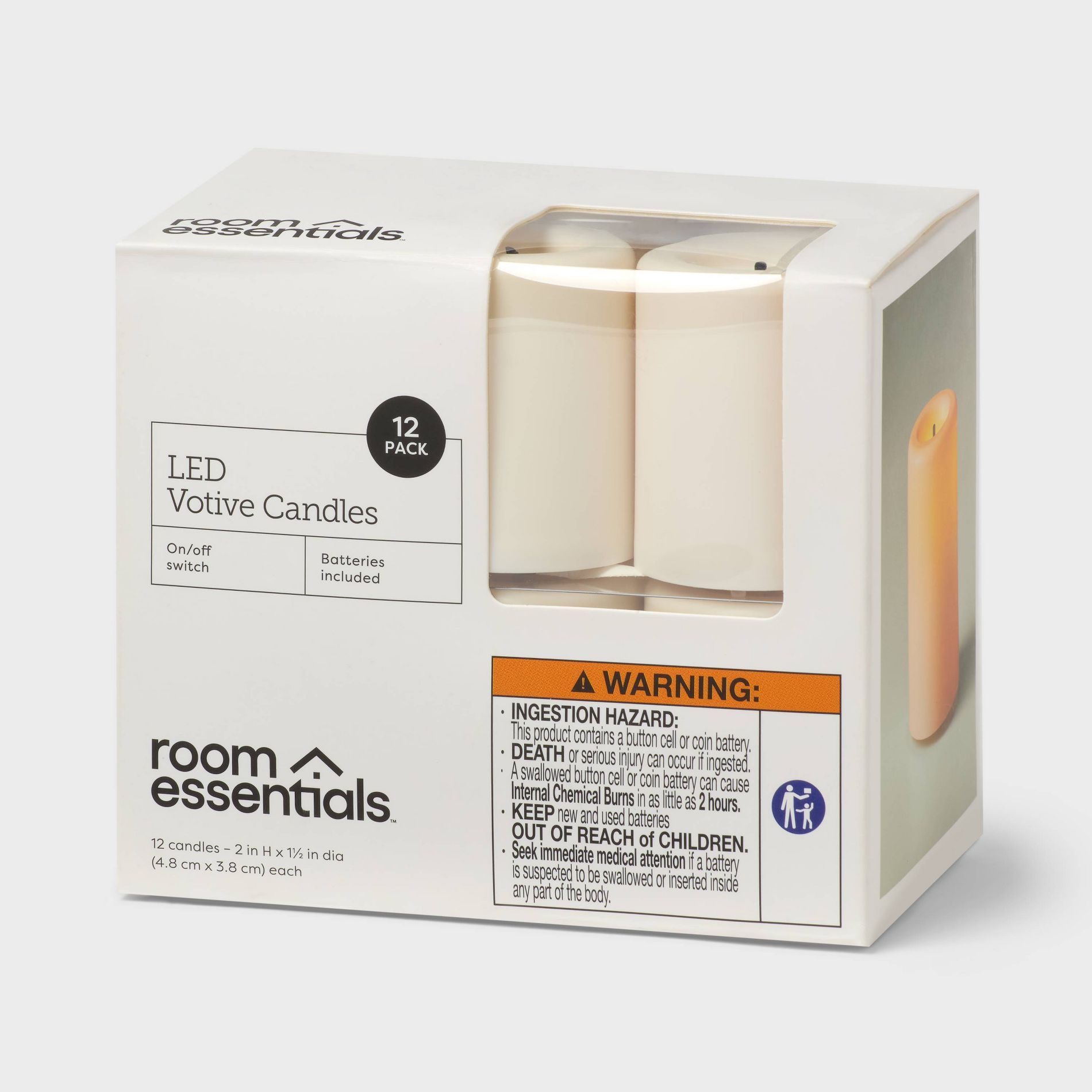 12pk LED Votive Candle Set White - Room Essentials™