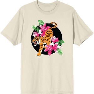 Natural World Tiger & Flowers Men's Crew Neck Short Sleeve Tee - 1 of 2