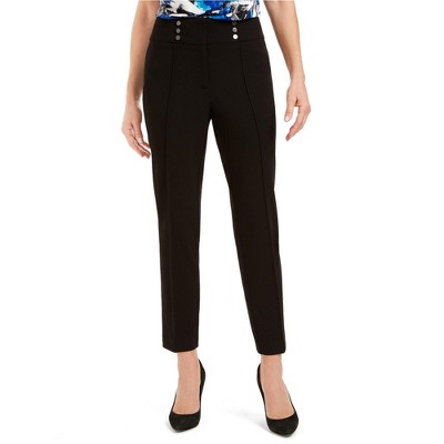 Kasper Womens Button Detail Casual Trouser Pants, Black, 14P