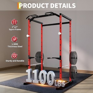 1100LB Power Cage Squat Rack for Home Gym – Adjustable Safety Bars, Pull-Up Bar & Dip Bars, Strength Training Power Rack System - 1 of 4