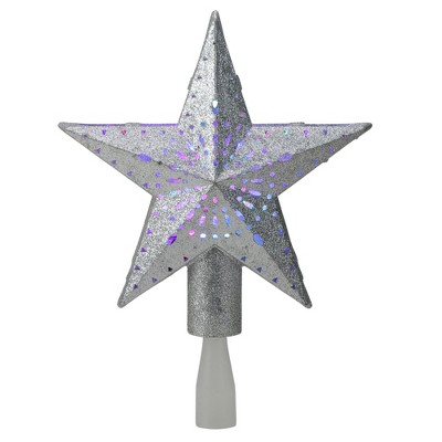 Kurt S. Adler 9" LED Lighted Sliver Glitter Star Christmas Tree Topper - Multi Lights