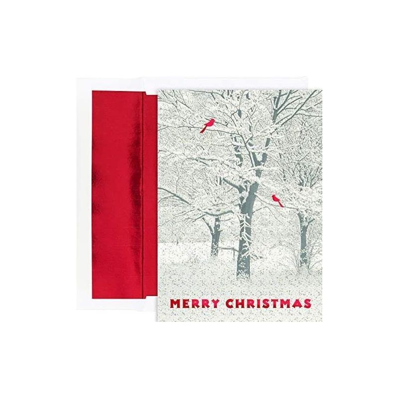Masterpiece Studios Holiday Collection 15-Count Christmas Cards/15 Foil Lined Envelopes, 7.87" x 5.62", Snowy Trees Greetings (929000), 1 of 2