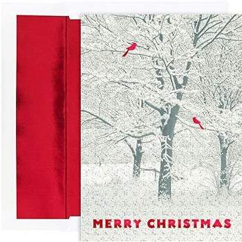 Masterpiece Studios Holiday Collection 15-Count Christmas Cards/15 Foil Lined Envelopes, 7.87" x 5.62", Snowy Trees Greetings (929000)