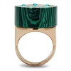 Slickblue Women’s IP Rose Gold Stainless Steel Ring with Emerald Synthetic Malachite & Clear Accents – Sizes 5-10 - 3 of 4