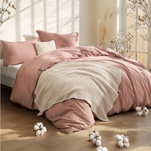 5-Piece Comforter Set with Cotton Waffle Throw Blanket - 1 of 4