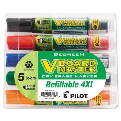 Pilot BeGreen Dry Erase Marker Assorted Chisel 5/Pack 43917