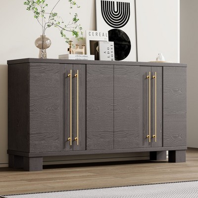 NicBex Buffet Cabinet with Storage Wood Traditional Style Sideboard Cabinet with Adjustable Shelves and Gold Handles for Living Room